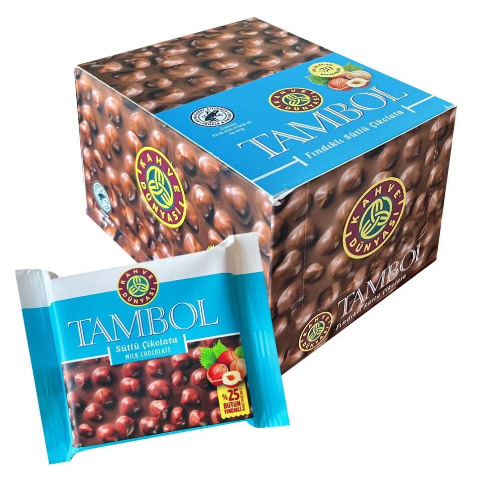 Kahve Dünyası Tambol Tam Fındıklı Sütlü Çikolata 77 gr x 10 Adet