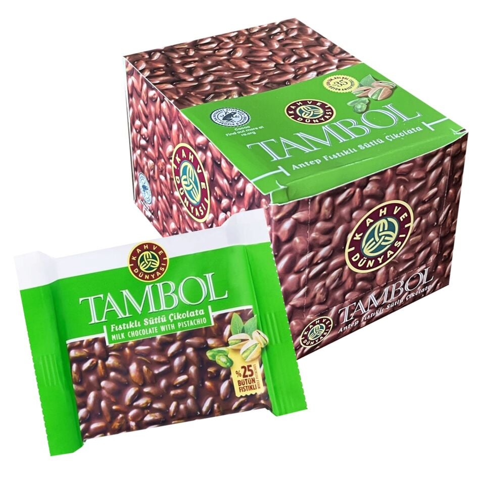 Kahve Dünyası Tambol Antep Fıstıklı Sütlü Çikolata 77 gr x 10 Adet