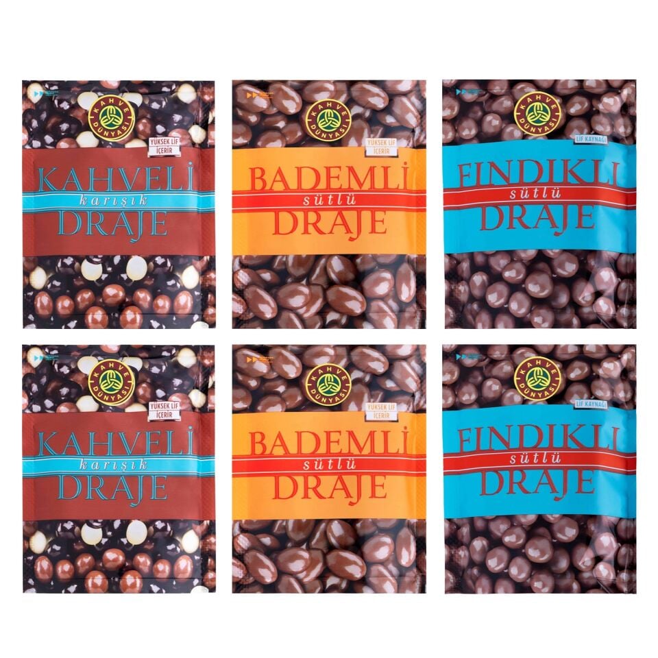 Kahve Dünyası Draje 60 gr Kahve-Badem-Fındıklı 6 li Karma Paket