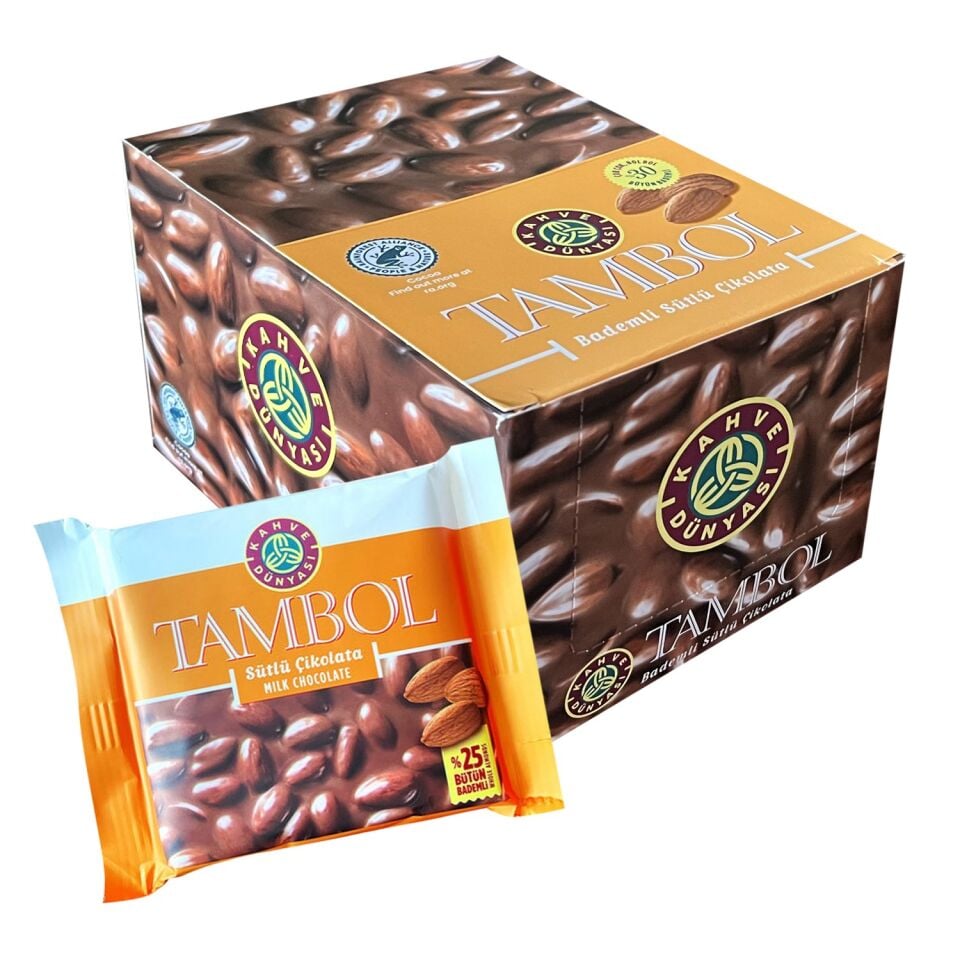Kahve Dünyası Tambol Sütlü Çikolata Bademli 77 gr x 10 Adet