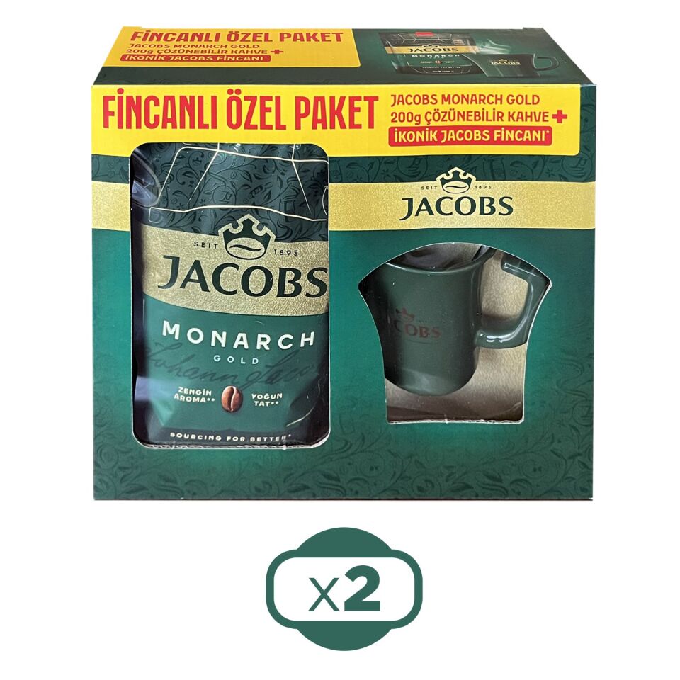 Jacobs Monarch Gold 200 gr İkonik Jacobs Fincanlı Set x 2 Adet