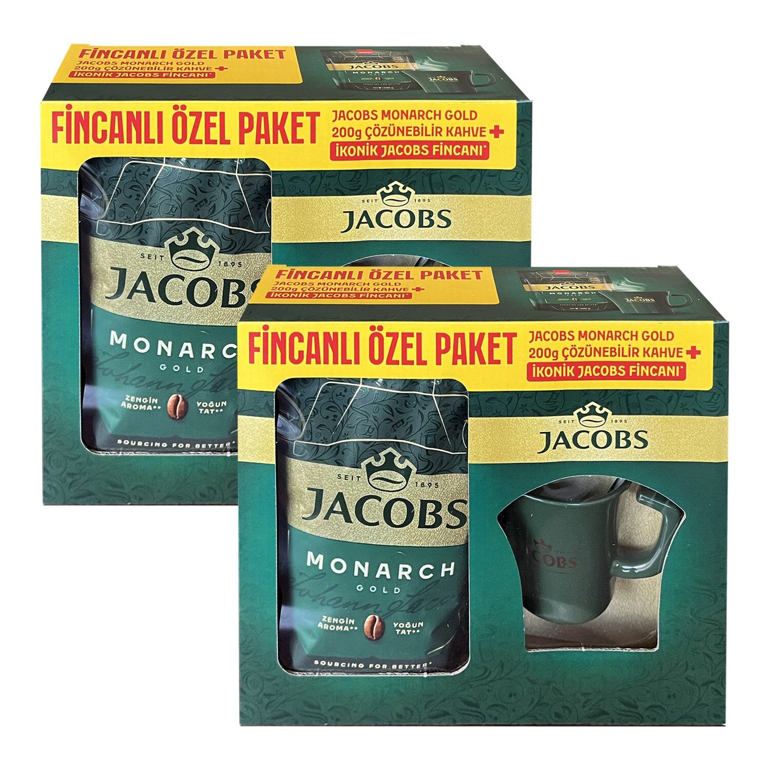 Jacobs Monarch Gold 200 gr İkonik Jacobs Fincanlı Set x 2 Adet