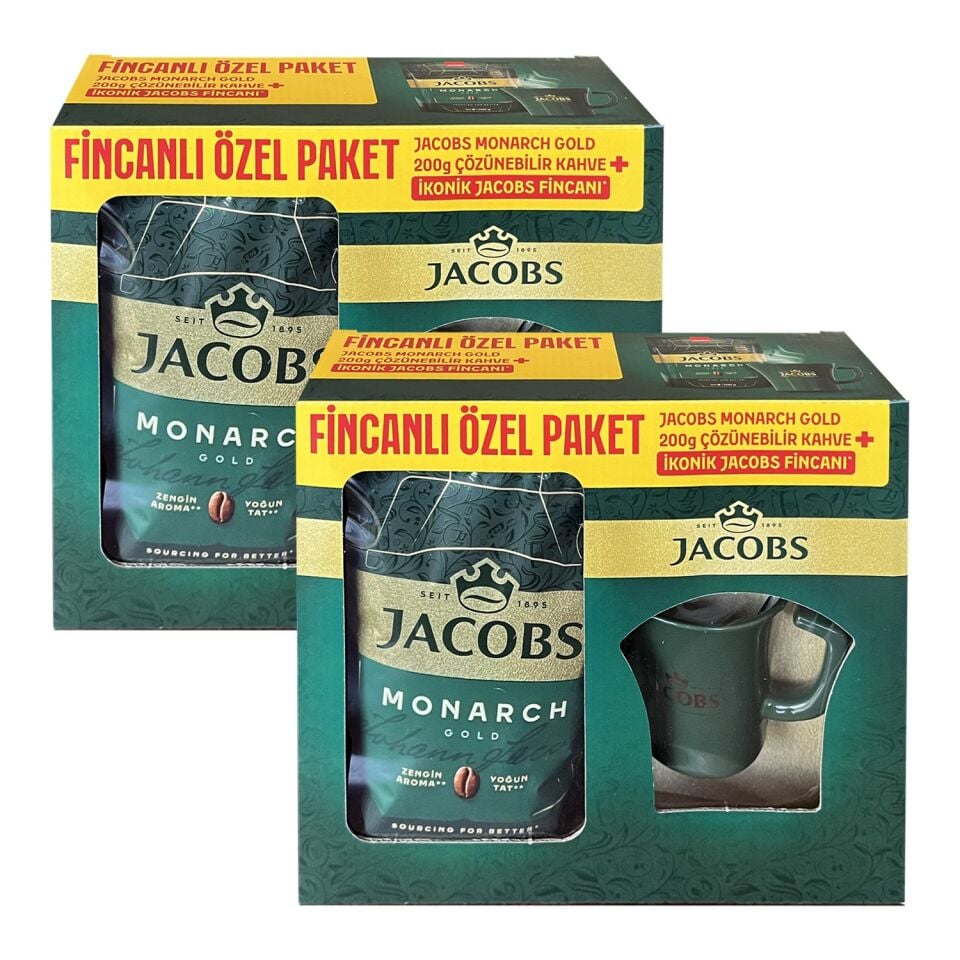 Jacobs Monarch Gold 200 gr İkonik Jacobs Fincanlı Set x 2 Adet