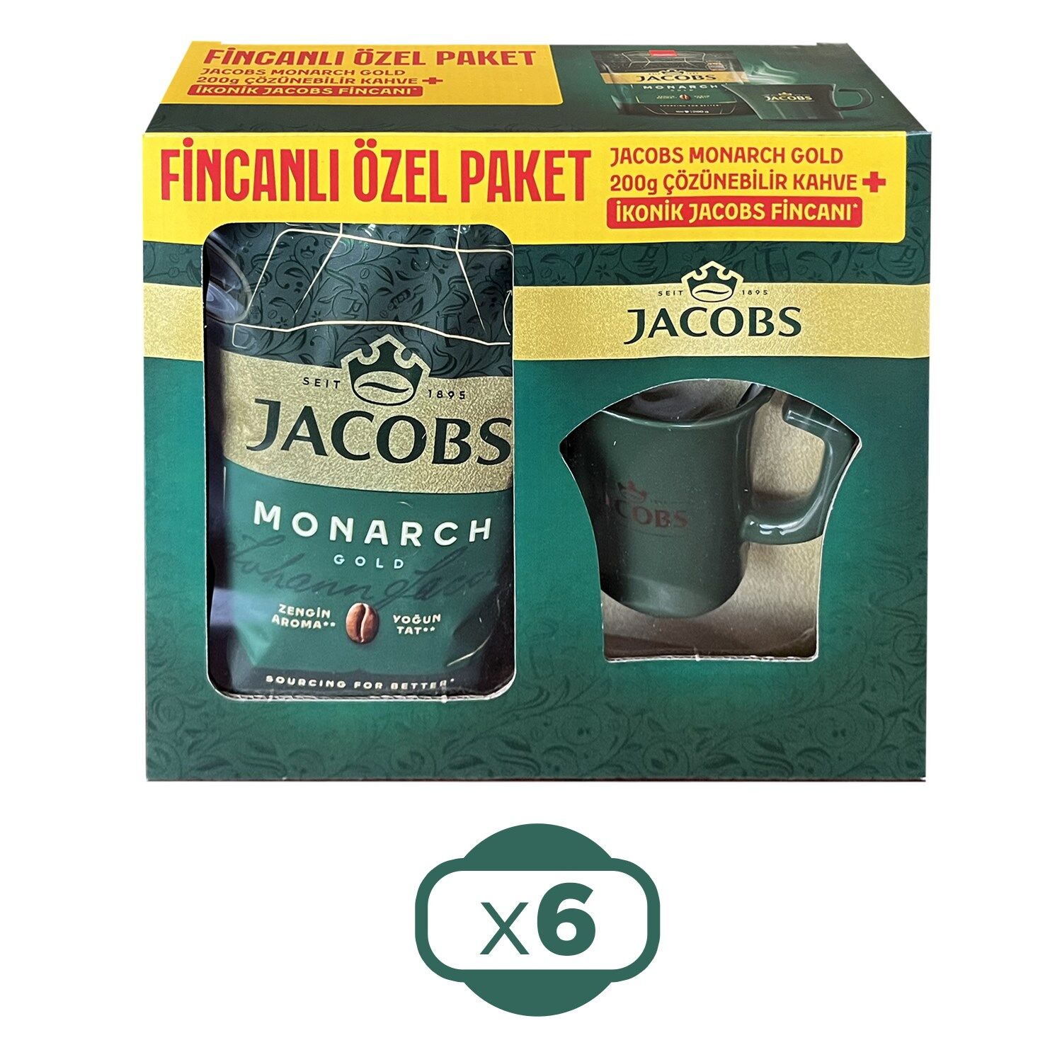 Jacobs Monarch Gold 200 gr İkonik Jacobs Fincanlı Set x 6 Adet