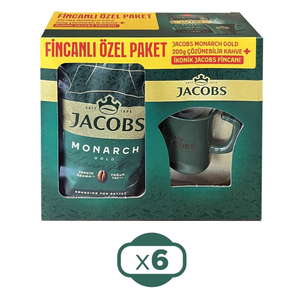 Jacobs Monarch Gold 200 gr İkonik Jacobs Fincanlı Set x 6 Adet