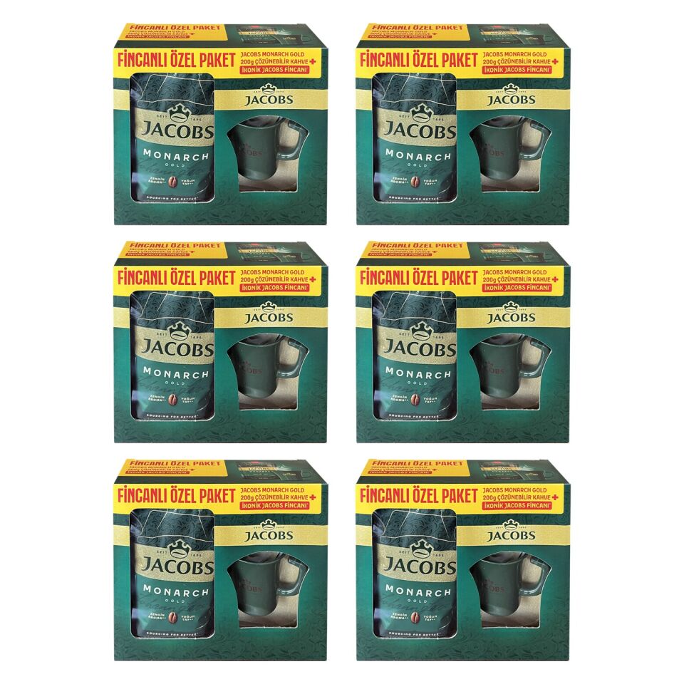 Jacobs Monarch Gold 200 gr İkonik Jacobs Fincanlı Set x 6 Adet