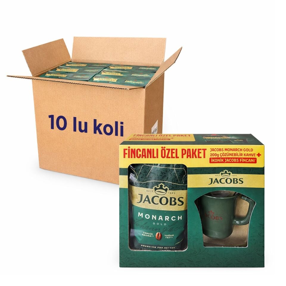 Jacobs Monarch Gold 200 gr İkonik Jacobs Fincanlı Set x 10 Adet