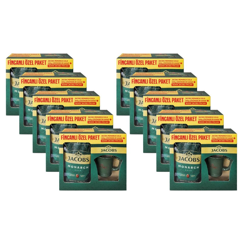 Jacobs Monarch Gold 200 gr İkonik Jacobs Fincanlı Set x 10 Adet