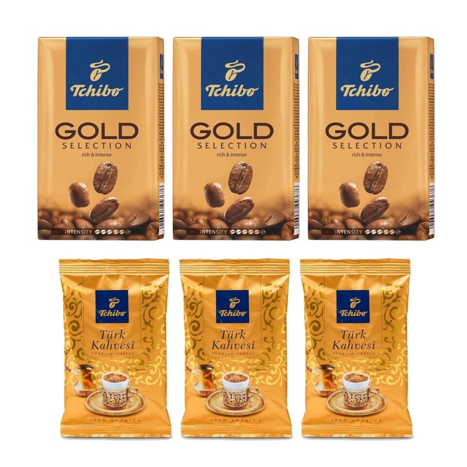 Tchibo Gold Filtre Kahve 250 gr 3 Adet + Türk Kahvesi 100 gr 3 Adet