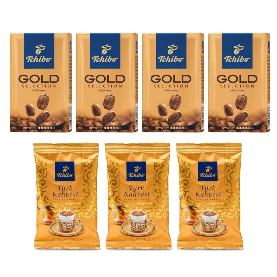 Tchibo Gold Filtre Kahve 250 gr 4 Adet + Türk Kahvesi 100 gr 3 Adet