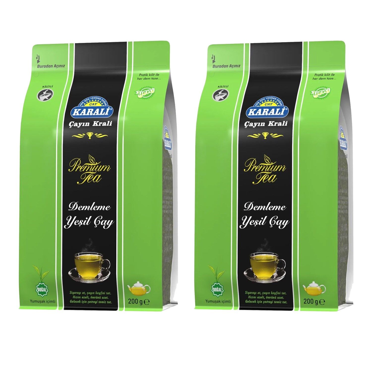 Karali Premium Demleme Yeşil Çay 200 Gr 2 li