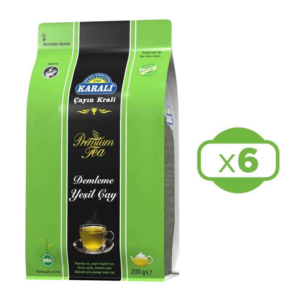 Karali Premium Demleme Yeşil Çay 200 Gr x 6 Adet