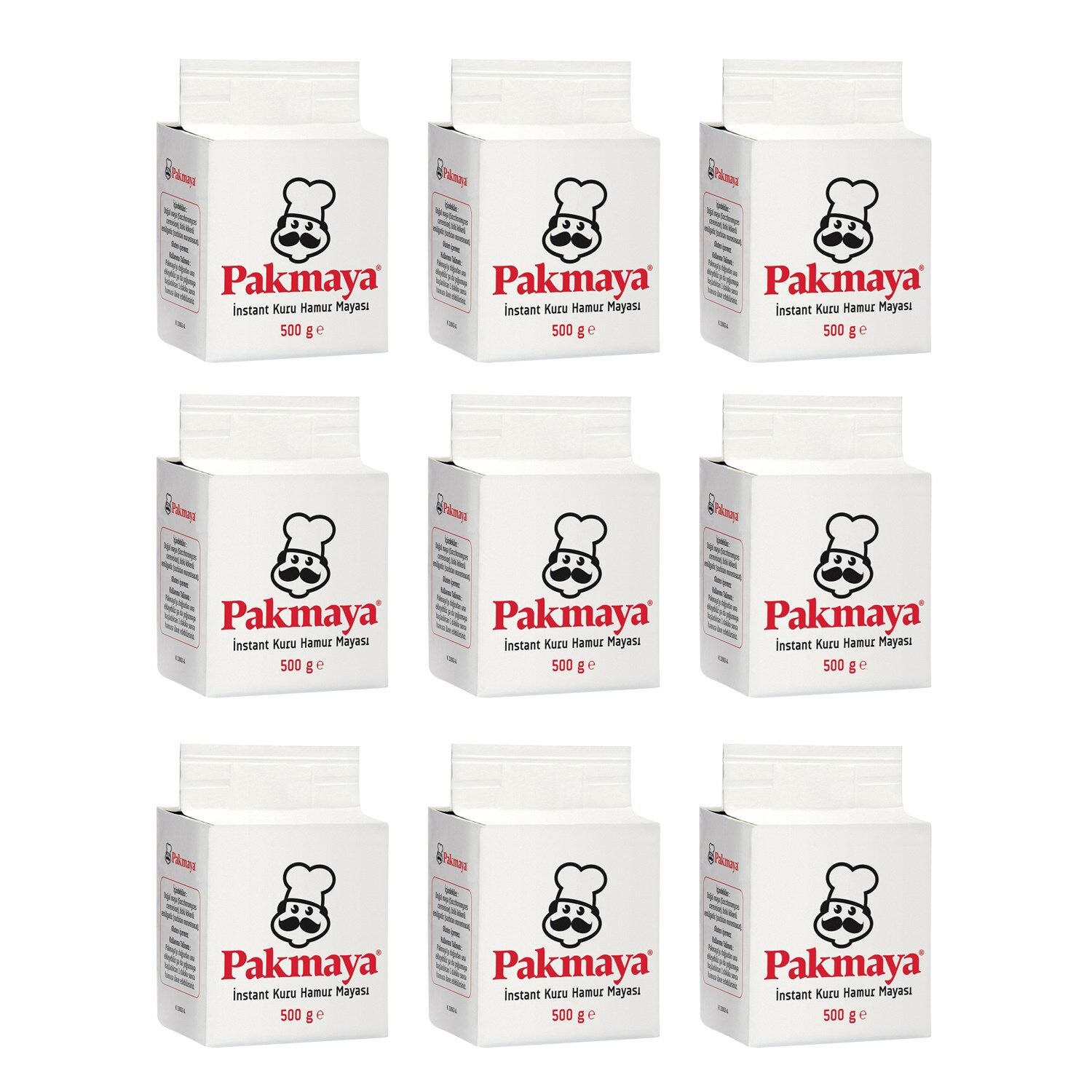 Pakmaya Instant Kuru Hamur Mayası 500 gr x 9 Adet