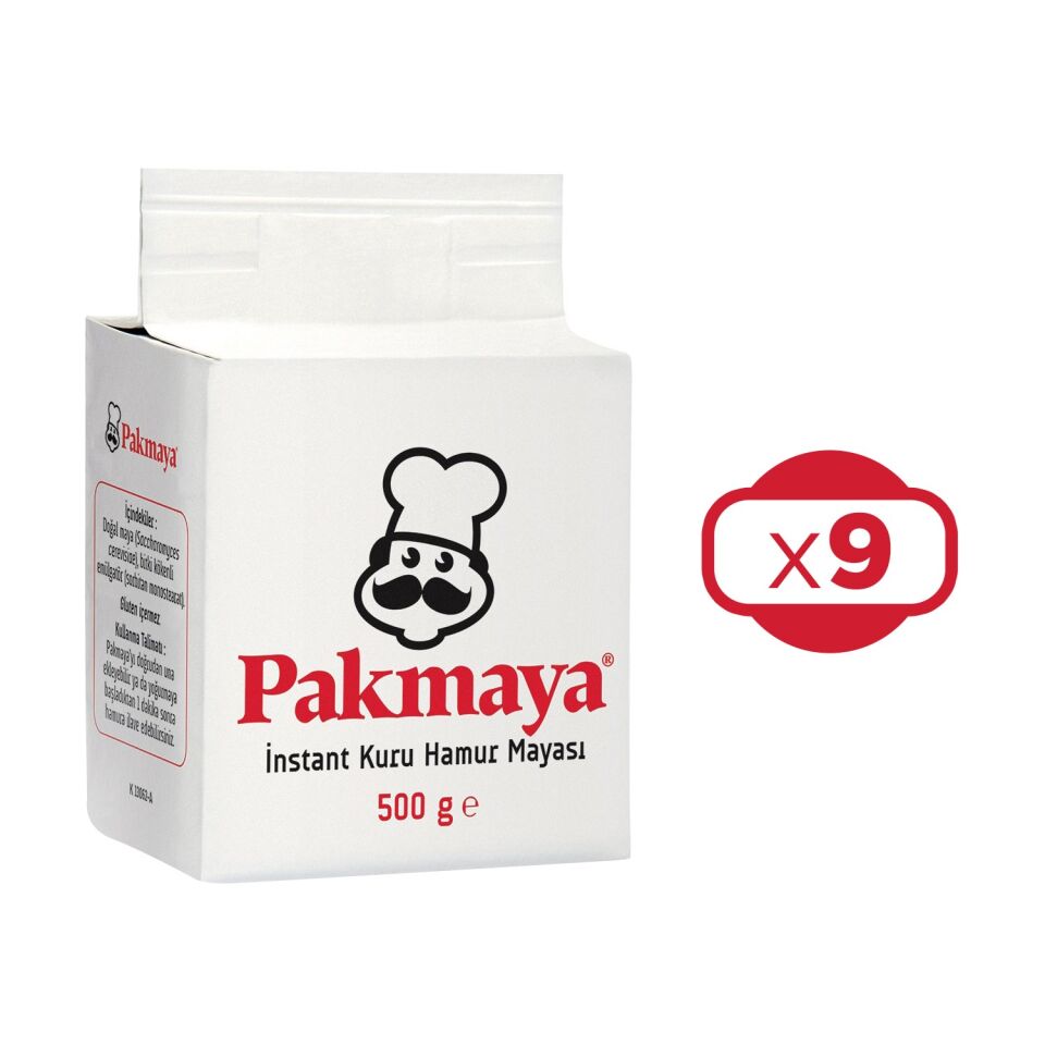 Pakmaya Instant Kuru Hamur Mayası 500 gr x 9 Adet