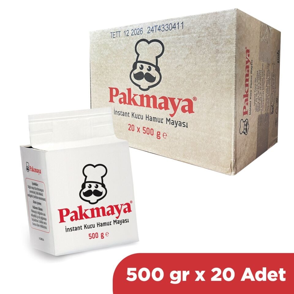 Pakmaya Instant Kuru Hamur Mayası 500 gr x 20 Adet (1 Koli)