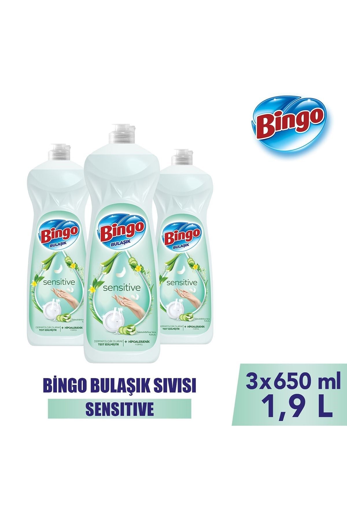 Bingo Bulaşık Deterjanı Sensitive 650ml X 3 Adet