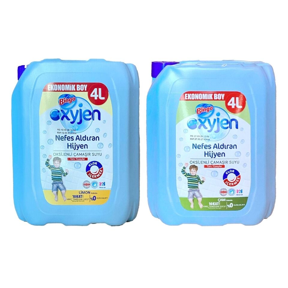 Bingo Oksijenli Çamaşır Suyu 4 lt Çam ve Limon 2 li