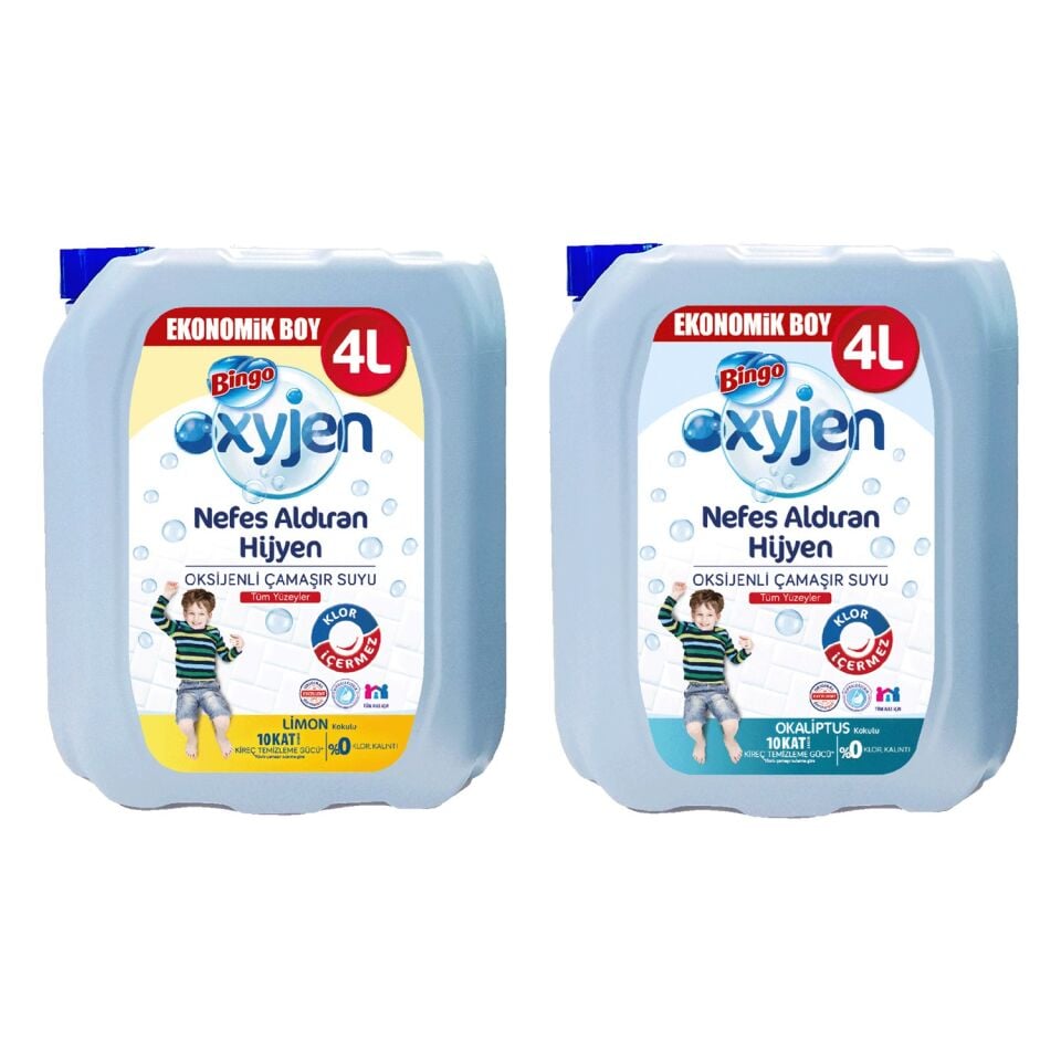 Bingo Oksijenli Çamaşır Suyu 4 lt Limon ve Okaliptus 2 li