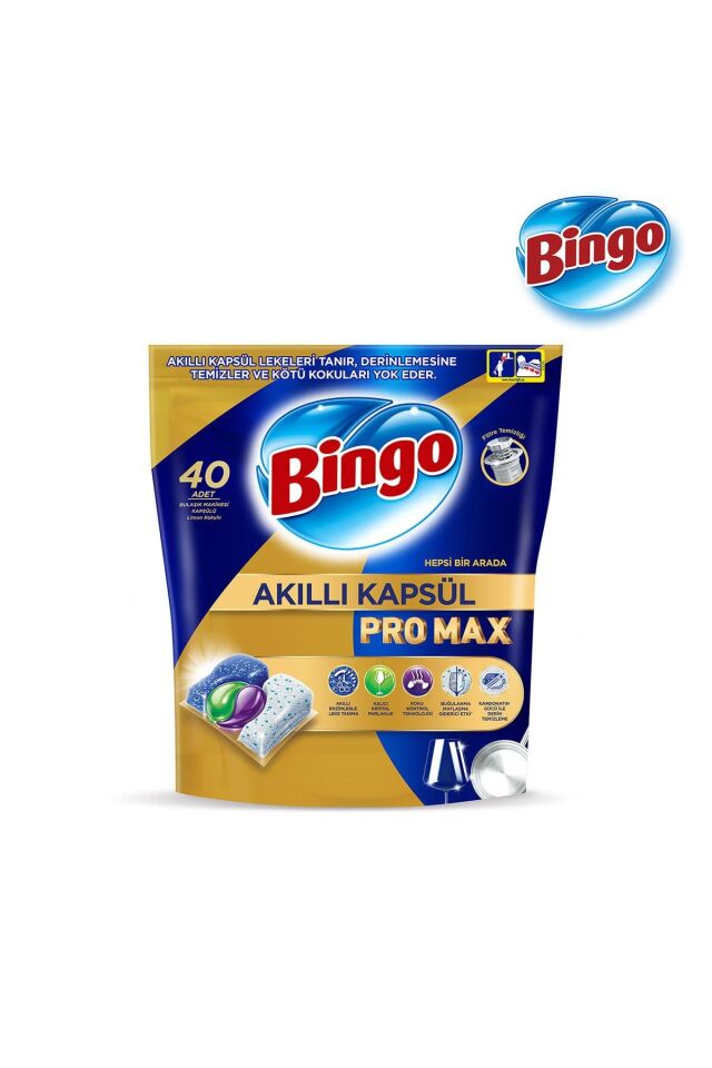Bingo Akıllı Kapsül Pro Max Bulaşık Makinesi Deterjanı Tableti 40'lı