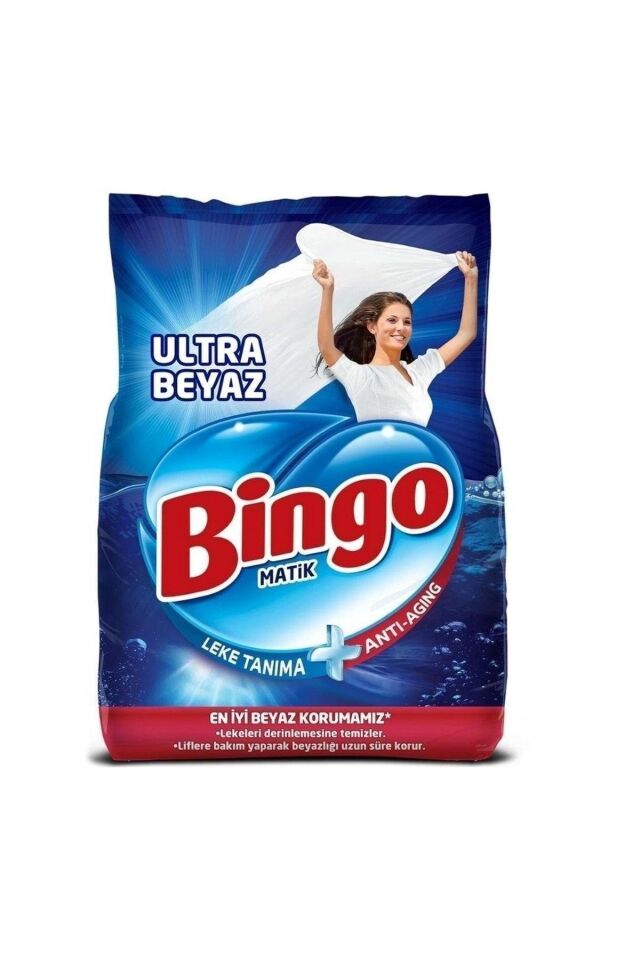Bingo Matik Ultra Beyaz 4 kg + Renkli Beyaz 4 kg Toz Çamaşır Deterjanı 2 li Set
