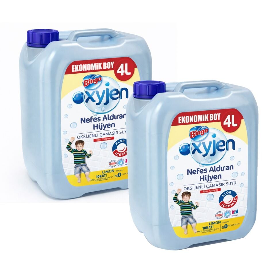 Bingo Oksijenli Çamaşır Suyu Limon Kokulu 4 Lt x 2 Adet