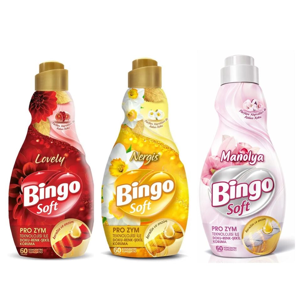 Bingo Soft Konsantre Yumuşatıcı 1440 ml Lovely-Nergis-Manolya 3 lü Set