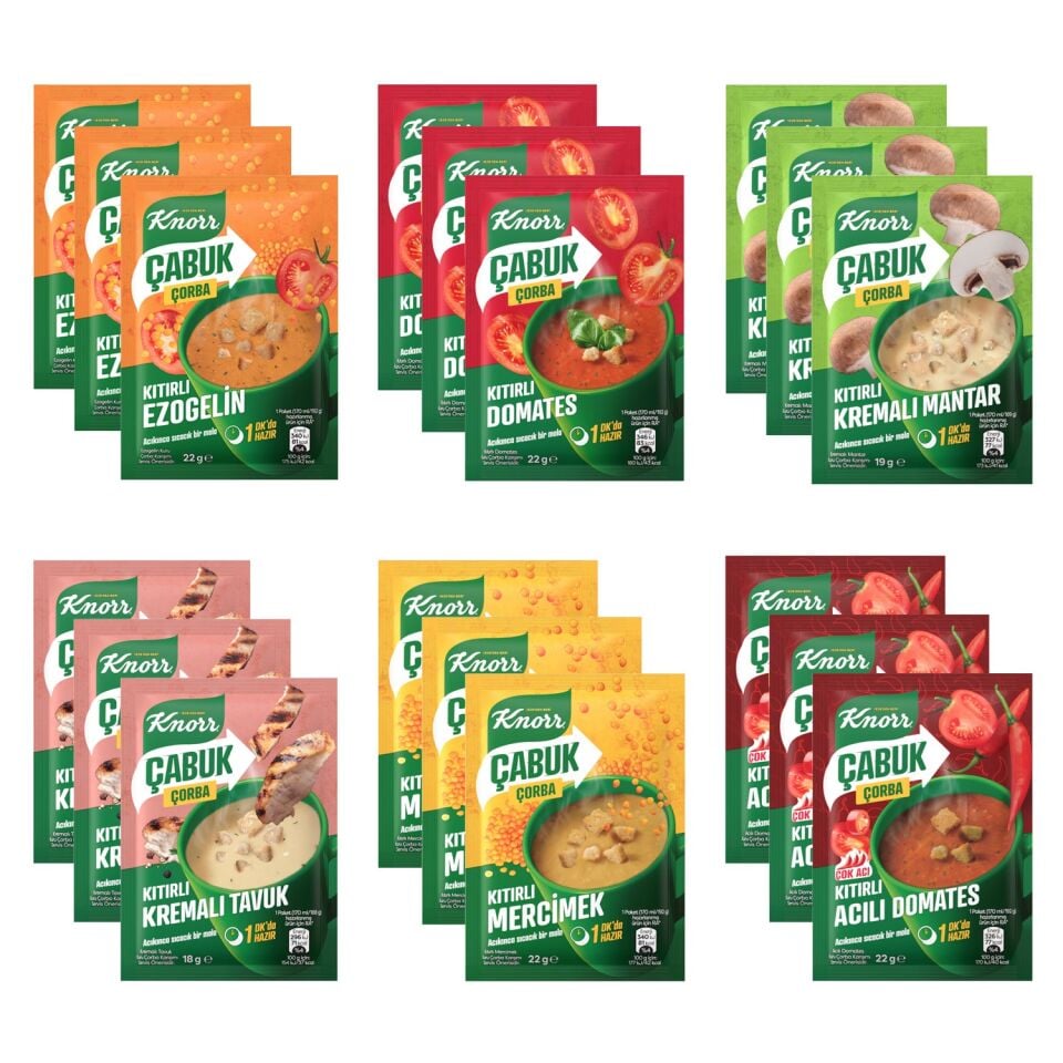 Knorr Çabuk Çorba 6 Çeşit 18 li Karma Paket