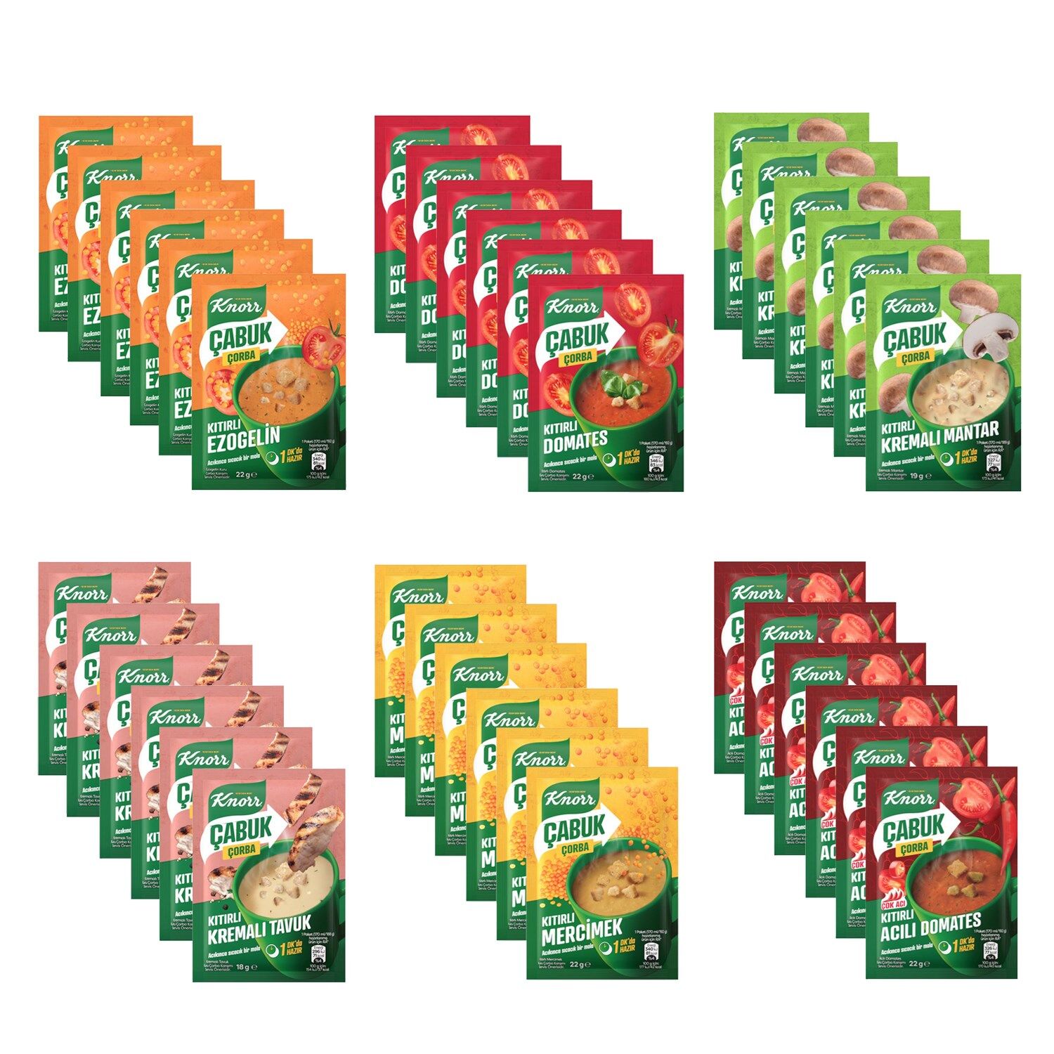 Knorr Çabuk Çorba 6 Çeşit 36 lı Karma Paket