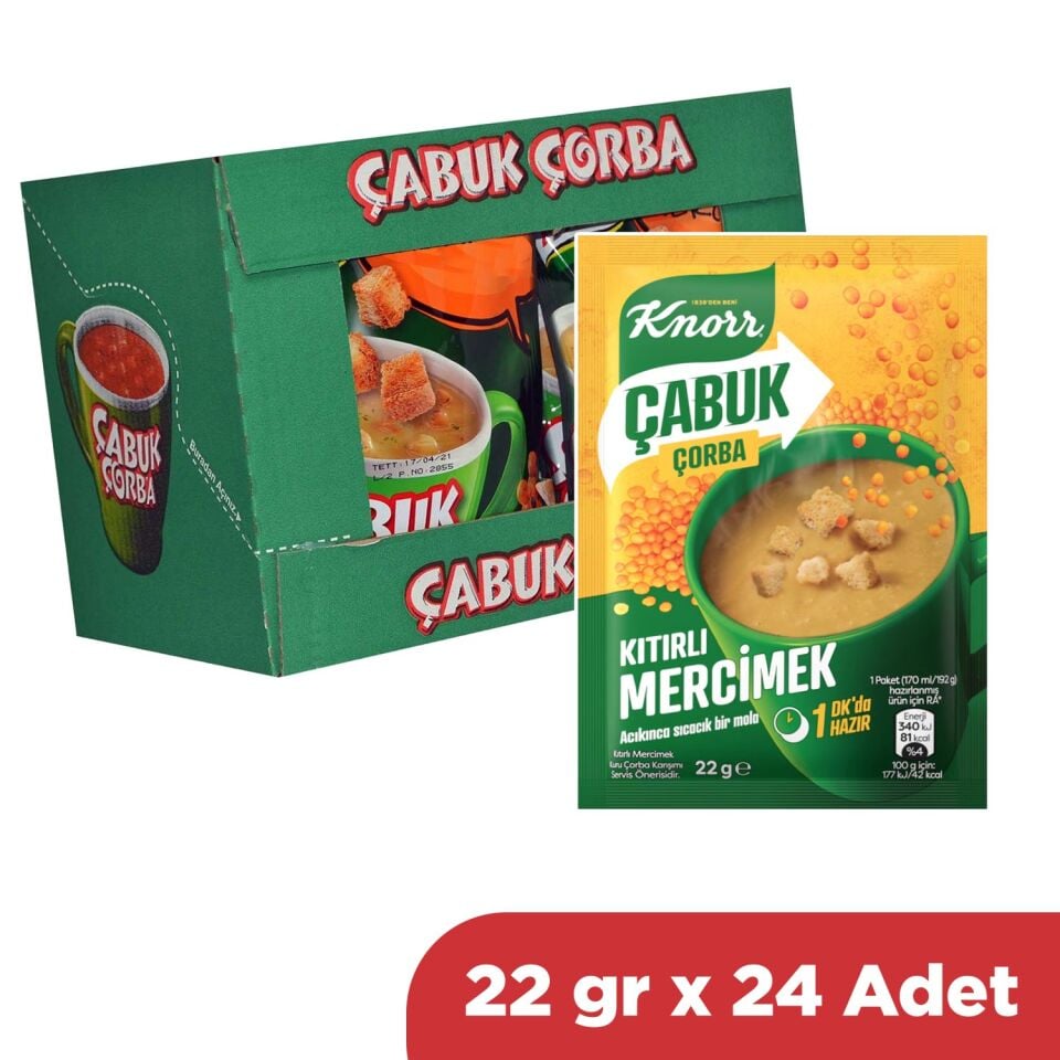 Knorr Çabuk Çorba Kıtırlı Mercimek 22 gr x 24 Adet