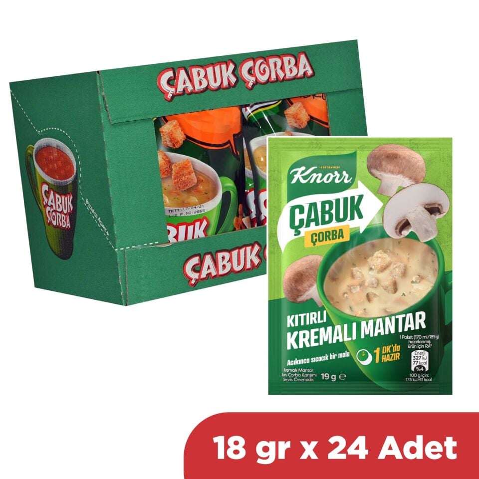 Knorr Çabuk Çorba Kıtırlı Kremalı Mantar 19 gr x 24 Adet