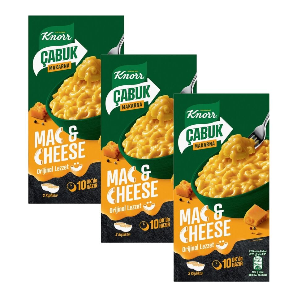 Knorr Çabuk Mac & Cheese Peynirli Makarna 212 Gr x 3 Adet