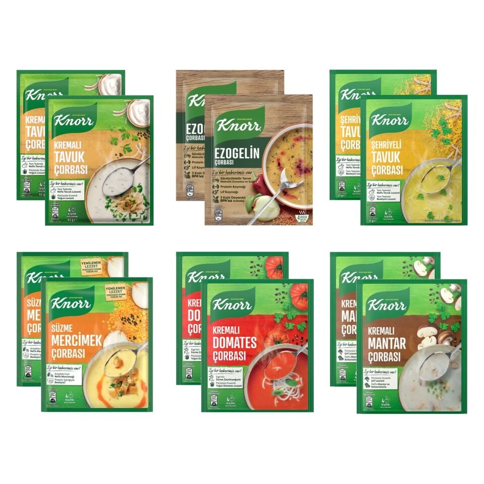 Knorr Hazır Çorba 6 Çeşit 12 li Karma Paket