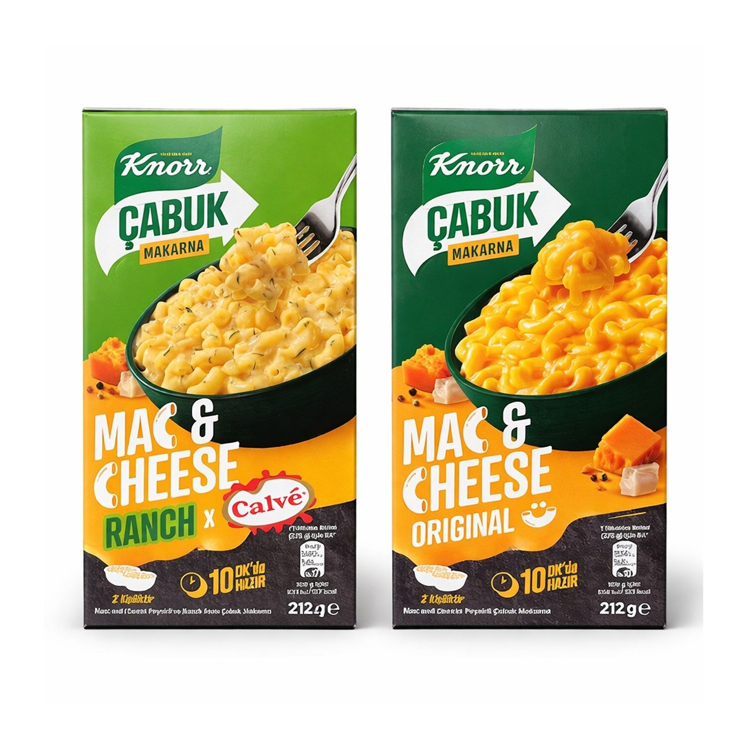 Knorr Mac&Cheese Çabuk Makarna 212 gr Original ve Ranch 2 li Set